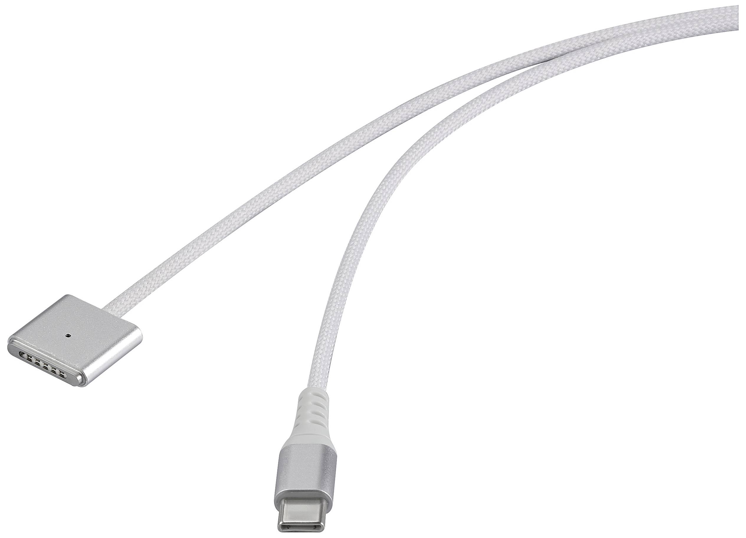 Fehér mágneses USB-C kábel mágneses töltővéggel, laptop és tablet típusokhoz alkalmas.
