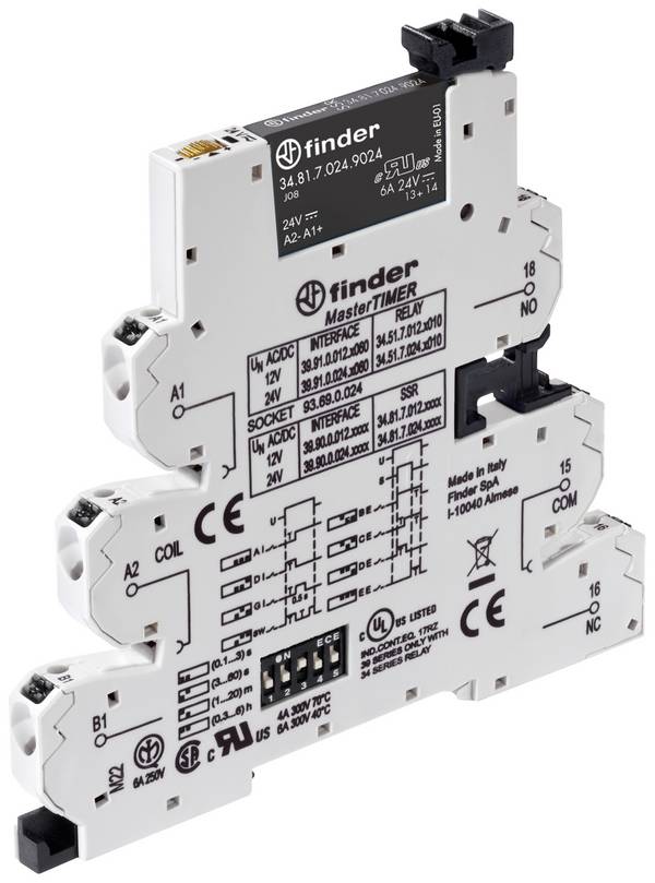 Finder 39.90.0.024.9024 Csatoló relé 24 V DC/AC 6 A 1 váltó 1 db