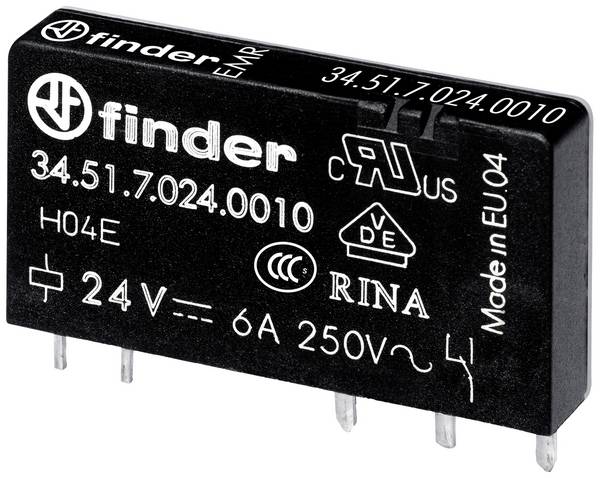 Finder 34.51.7.024.0310 Nyák relé 24 V/DC 6 A 1 záró 1 db