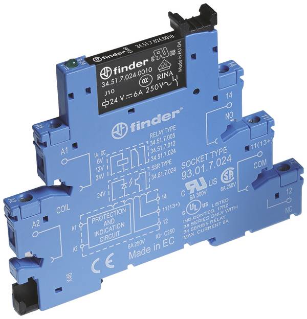 Finder 38.51.7.012.5050 Csatoló relé 12 V/DC 6 A 1 váltó darab 1 db