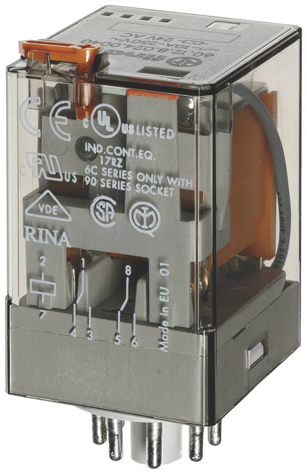Finder 60.12.8.024.0040 Dugaszrelé 24 V/AC 10 A 2 váltó 1 db