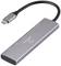 Egy ezüst USB-C elosztó több csatlakozóval, köztük HDMI, két USB 3.0 port és Ethernet.