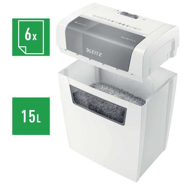 Leitz iratmegsemmisítő 15 literes tartállyal, maximum 6 lap egyidejű megsemmisítésére alkalmas. Irodai használatra tökéletes a biztonságos dokumentummegsemmisítéshez.