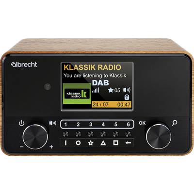 Albrecht DR 866 Asztali rádió DAB+, FM AUX, Bluetooth®, DAB+, URH Érezhető gombok, Bemondás funkció, Ébresztő funkció Di