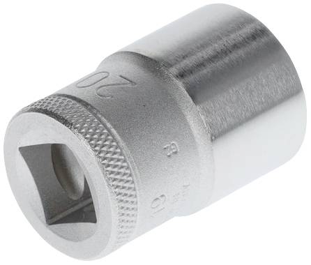 20 mm-es fémkulcs hatszögletű befogással, bordázott szélével, alkalmas csavarkulcshoz vagy racsnihoz.