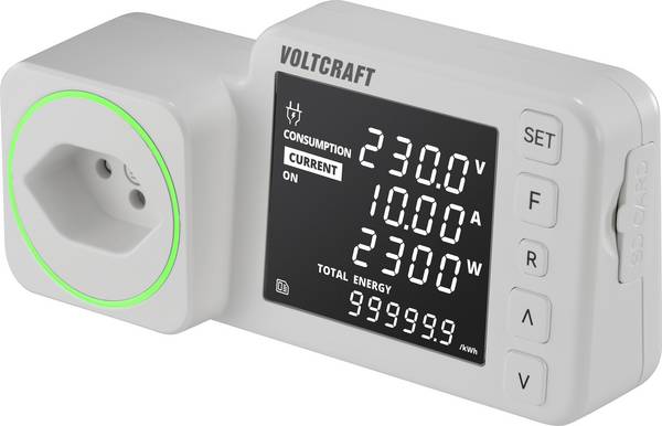VOLTCRAFT SEM5000 CH DUAL Energiafogyasztás mérő Költség előrejelzés, Riasztó funkció, Beállítható áramtarifa, Adatgyűjtő funkció