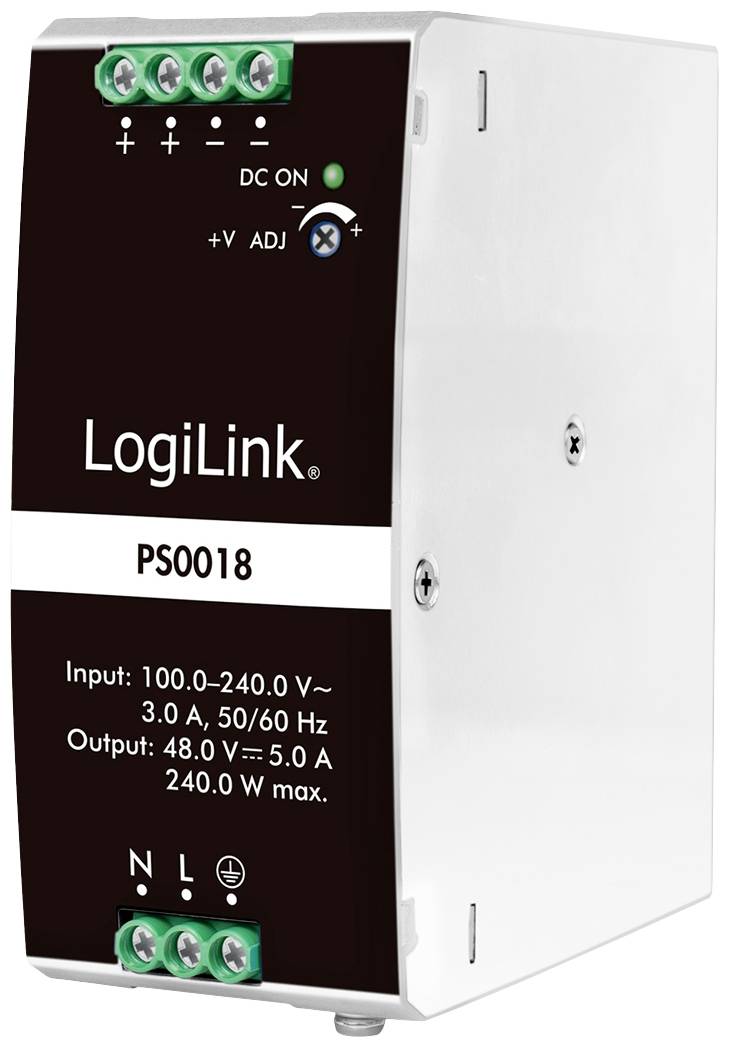 LogiLink PS0018 Kalapsínes tápegység 48 V 5 A 240 W Tartalom, tartalmi egységek rendelésenként 1 db