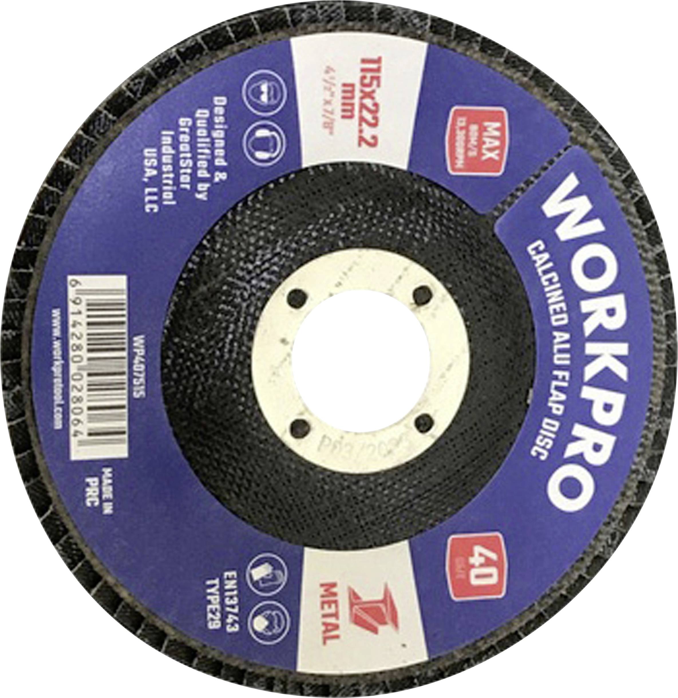 WorkPro WP407515 Legyezős csiszolókorong Ø 115 mm Furat átmérő 22.2 mm 10 db