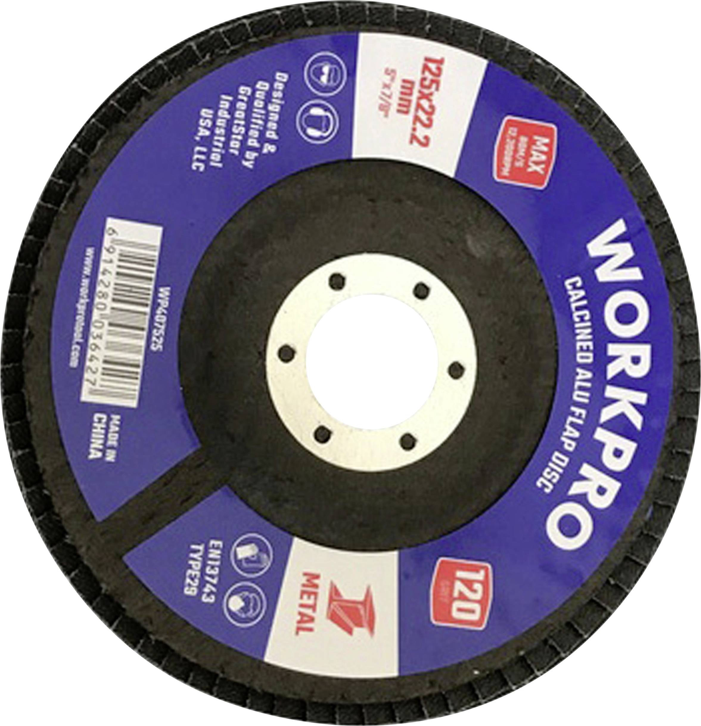 WorkPro WP407525 Legyezős csiszolókorong Ø 125 mm Furat átmérő 22.2 mm 10 db