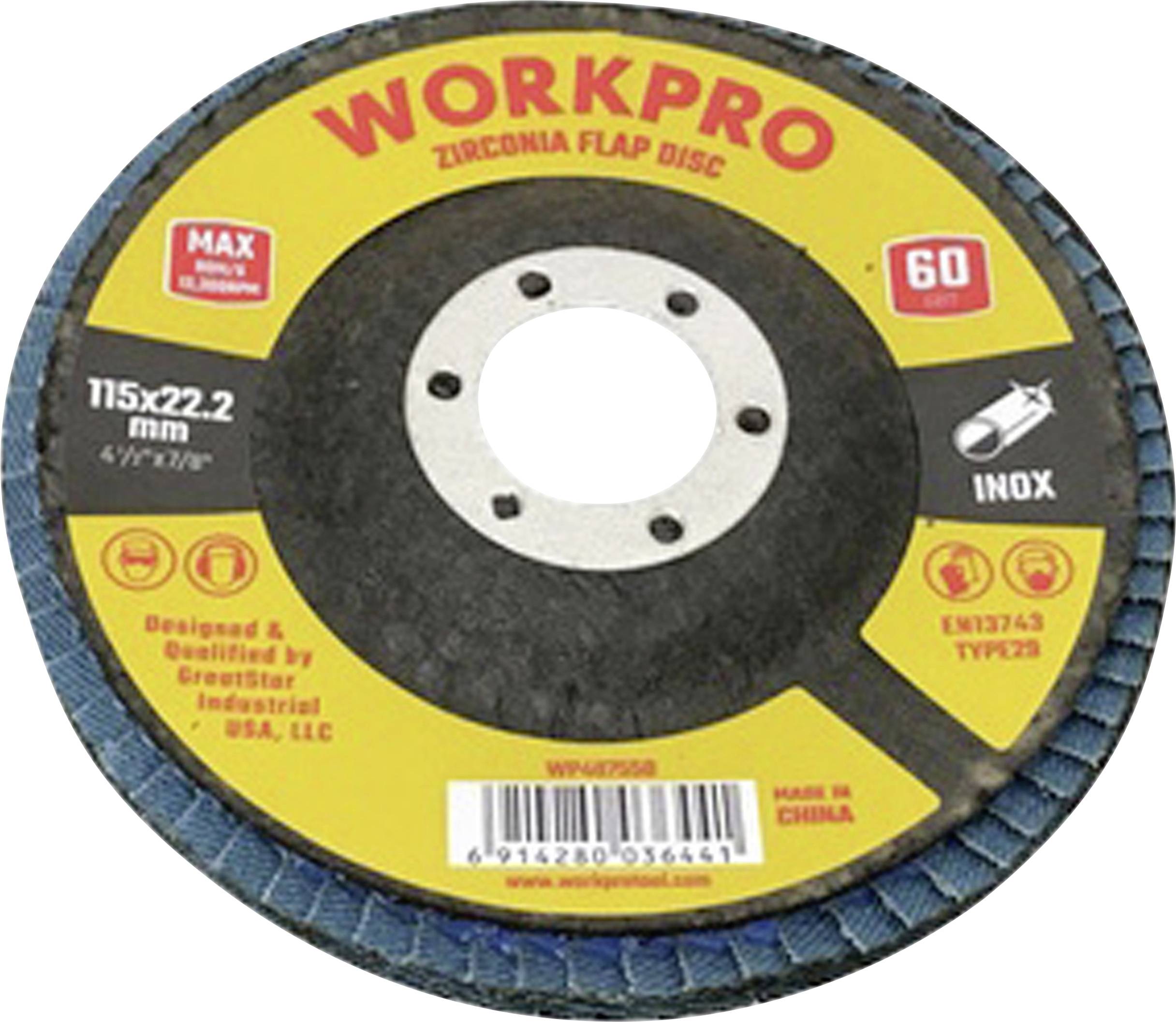 WorkPro WP407550 Legyezős csiszolókorong Ø 115 mm Furat átmérő 22.2 mm 10 db