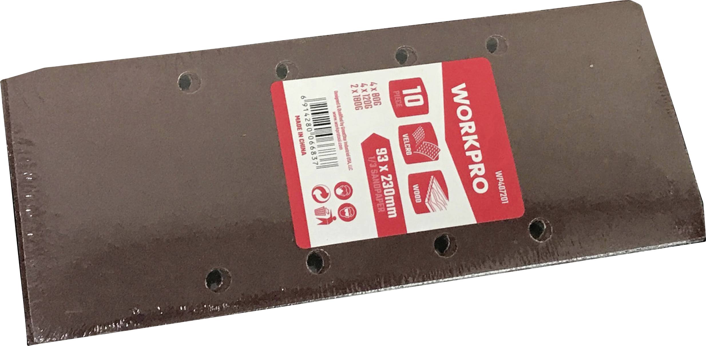 WorkPro WP407201 Csiszolópapír Tépőzárral (H x Sz) 230 mm x 93 mm 10 db