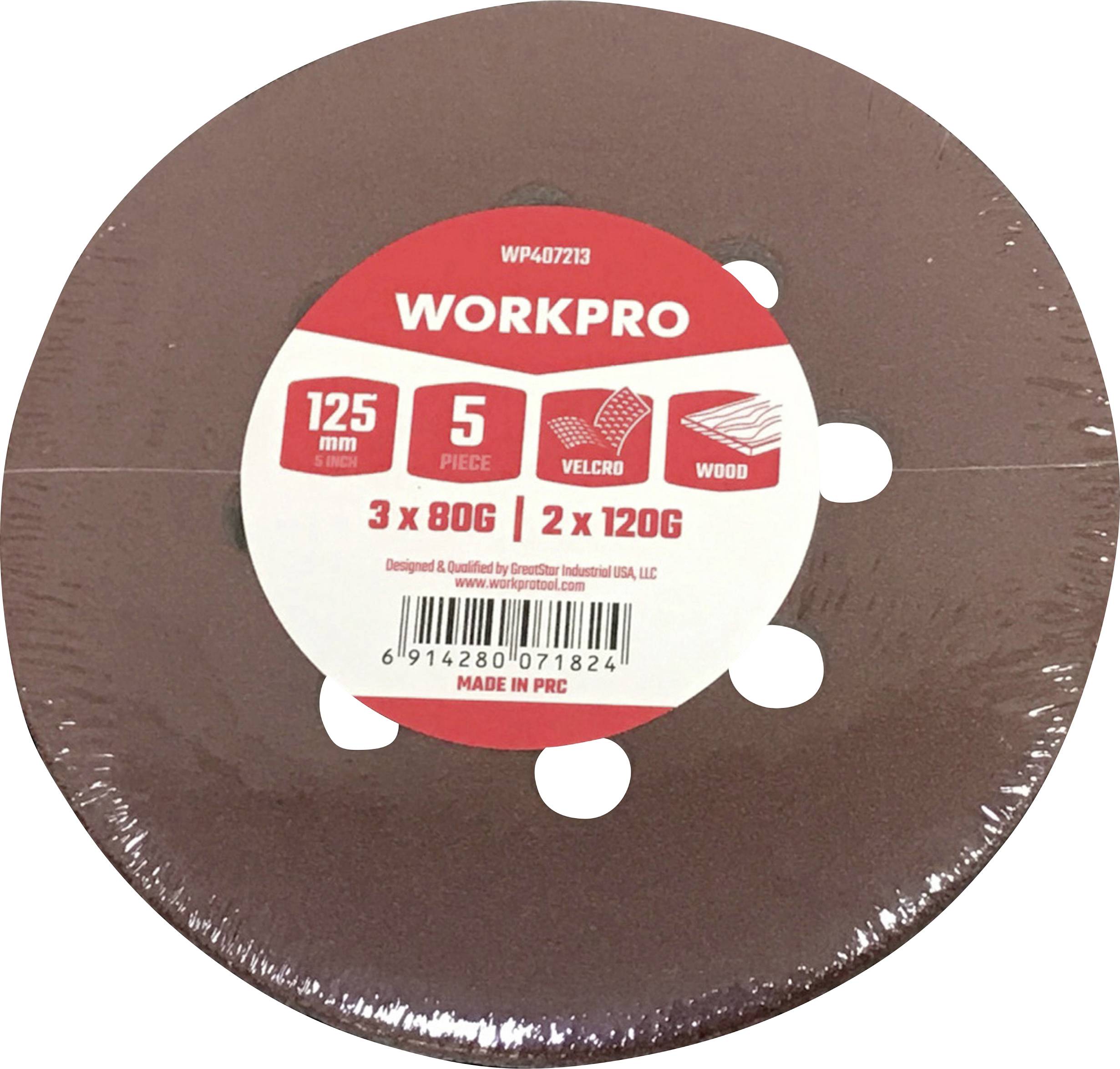 WorkPro WP407213 Csiszolópapír csiszolókoronghoz (Ø) 125 mm 5 db