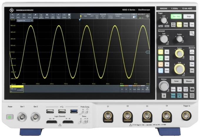 Rohde & Schwarz R&S® MXO44-BASC Digitális oszcilloszkóp 200 MHz 4 csatornás 5 GSa/mp 400 Mpts 12 bit 1 db