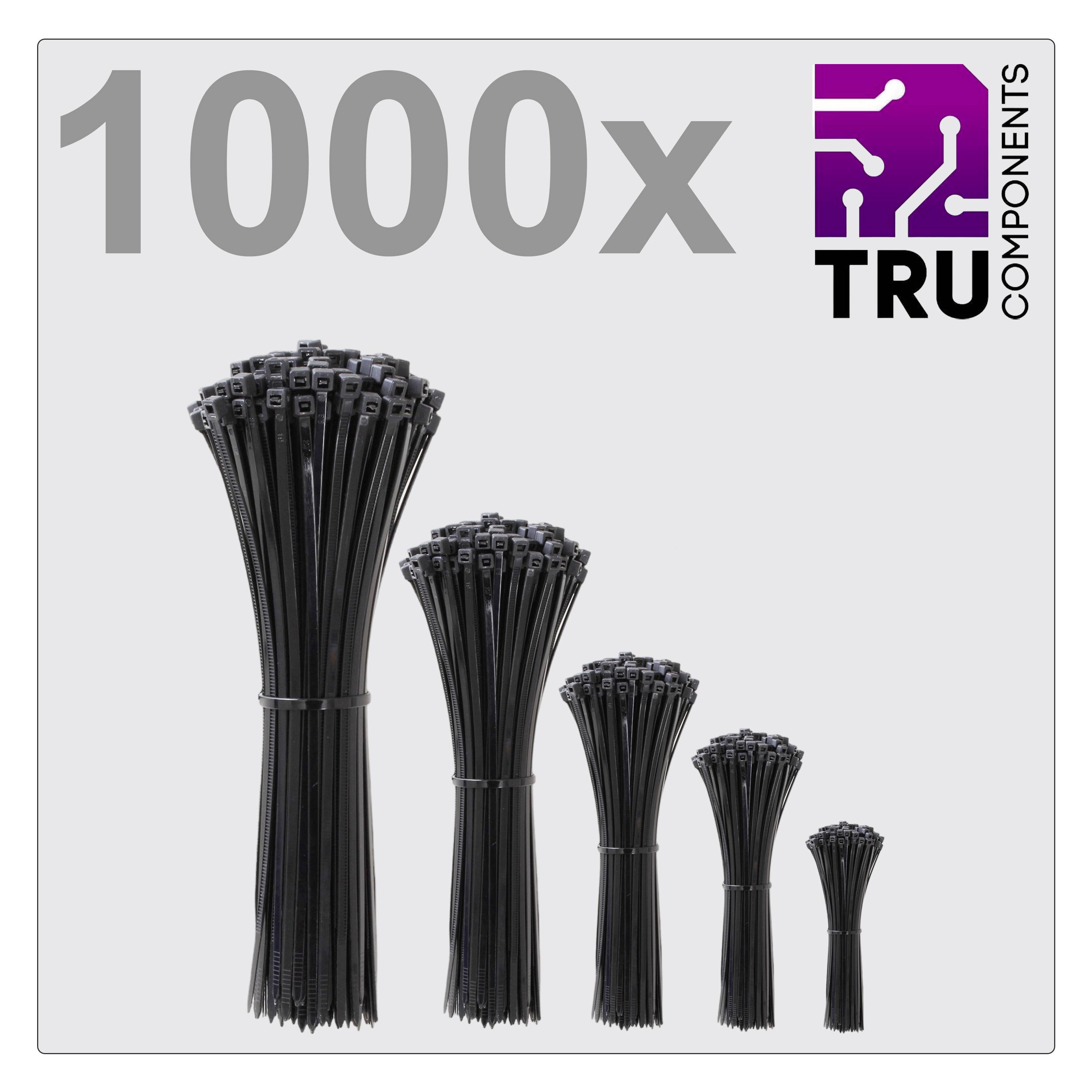 TRU COMPONENTS TC-12888560 T24CA072 Kábelkötöző 3.6 mm Fekete UV stabilizált 1000 db