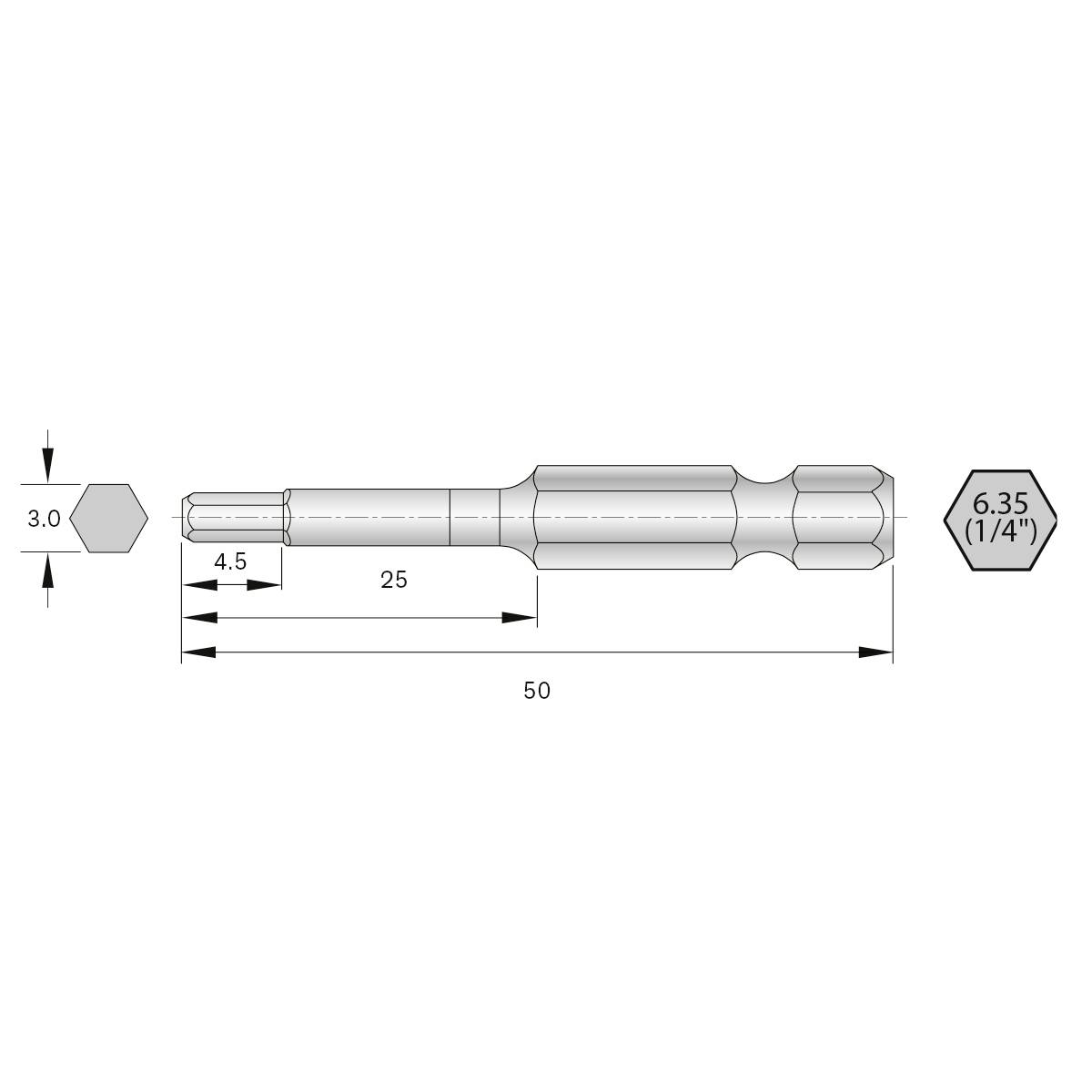 BERNSTEIN Tools for Electronics 6-HX30-50 Bit készlet HRC acél Ötvözött E 6.3 6 db