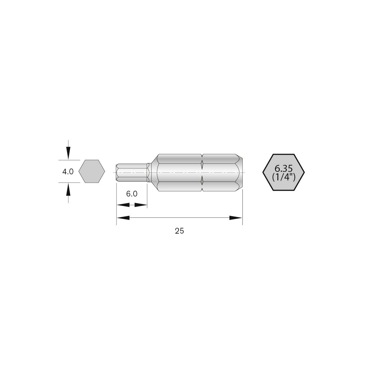 BERNSTEIN Tools for Electronics 6-HX40-25 Bit készlet HRC acél Ötvözött C 6.3 6 db