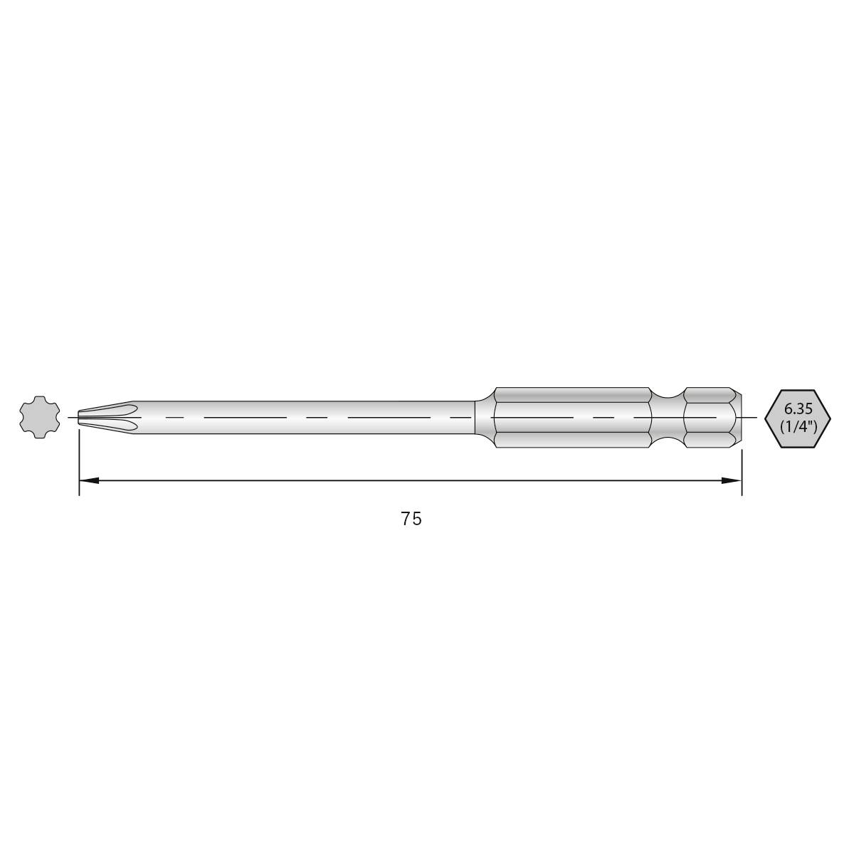 BERNSTEIN Tools for Electronics 6-IP25-75 Torx bit 25 IP HRC acél Ötvözött E 6.3 6 db