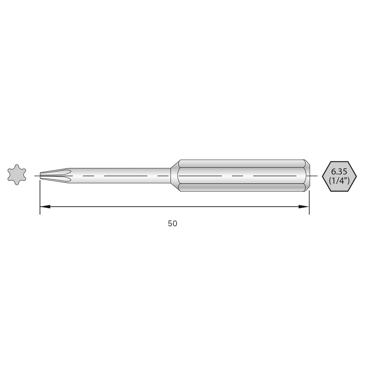 BERNSTEIN Tools for Electronics 6-TX08-50 Torx bit HRC acél Ötvözött C 6.3 6 db