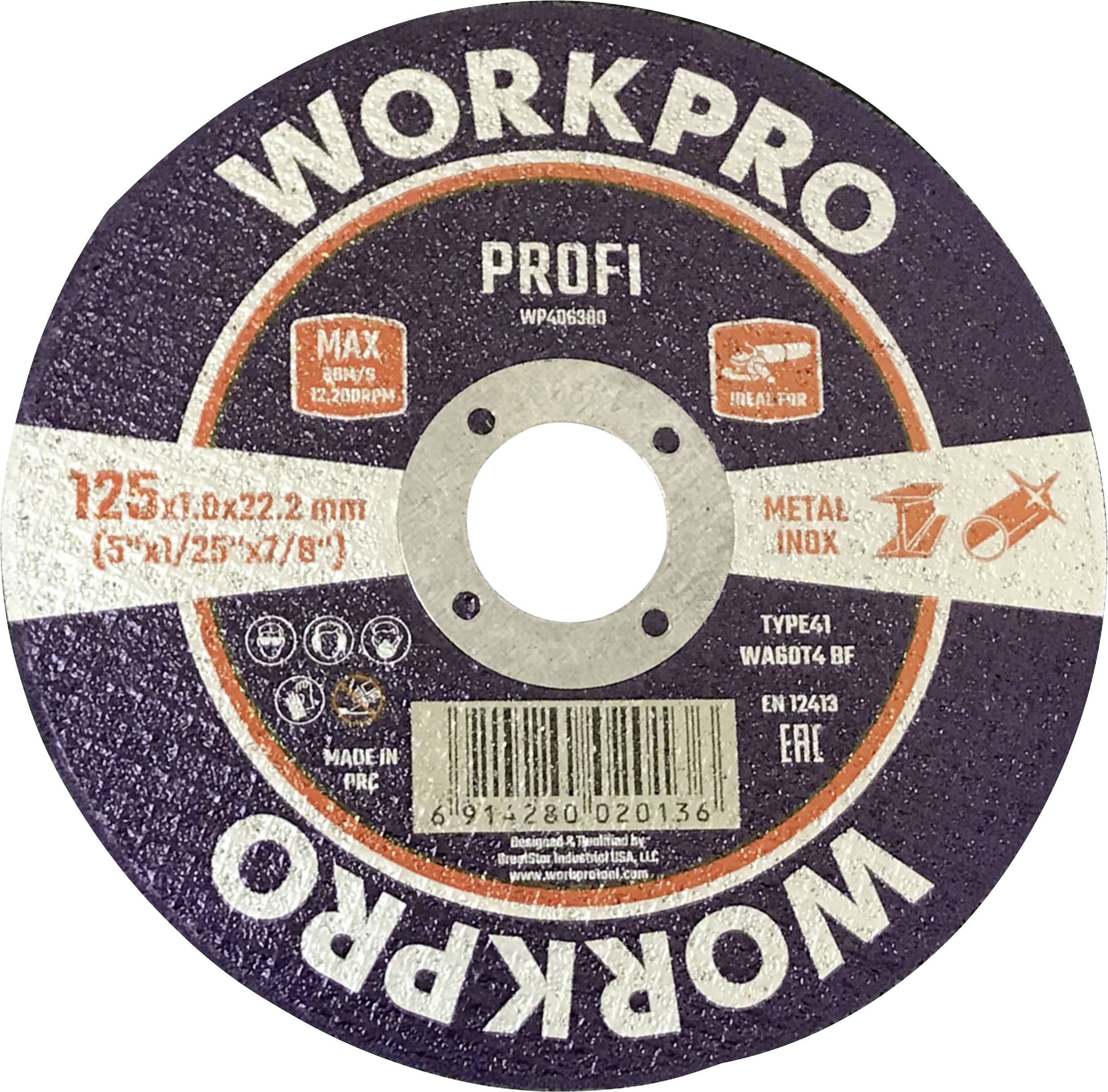 WorkPro WP406380 Vágótárcsa 125 mm 10 db INOX, Fém