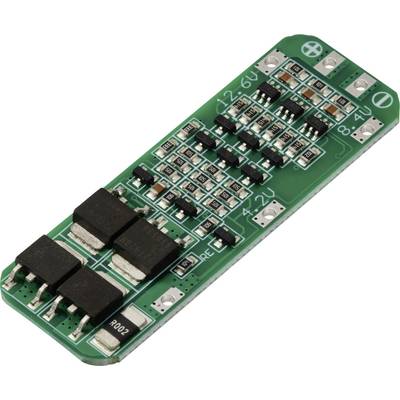 Egy zöld nyomtatott áramkör képe elektronikai alkatrészekkel, közte több fekete chipsel. Jelölések: +12,6V, +8,4V, +4,2V.