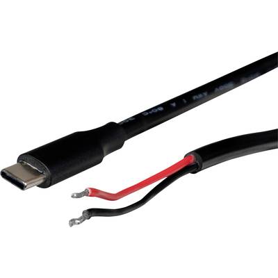Egy USB-C-kábel felhasított burkolata vörös és fekete vezetékeket mutat, amelyek szabadon tárják fel a rézkábeleket.