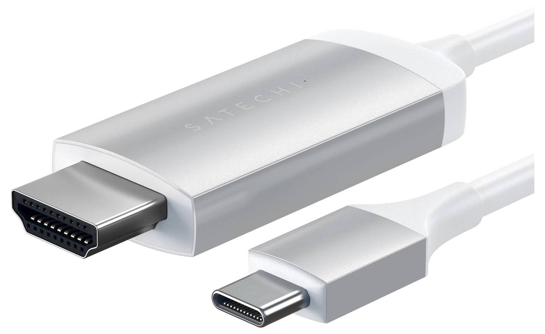 USB-C-HDMI adapter fémes kivitelben, eszközök HDMI-csatlakozókhoz történő csatlakoztatásához, alkalmas monitorokhoz vagy televíziókhoz.