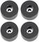 Négy fekete, kerek gumitalpacska fémmagos kivitelben. Egyenletesen vannak elrendezve, és alkalmasak ütéscsillapításra vagy védelemre.