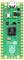 Egy zöld mikroprocesszoros panel USB-csatlakozóval, LED-ekkel és több elektronikai alkatrészzel. "Pico 2" felirattal és Raspberry logóval ellátva.