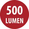 Piros körkörös jelvény fehér szöveggel "500 LUMEN".