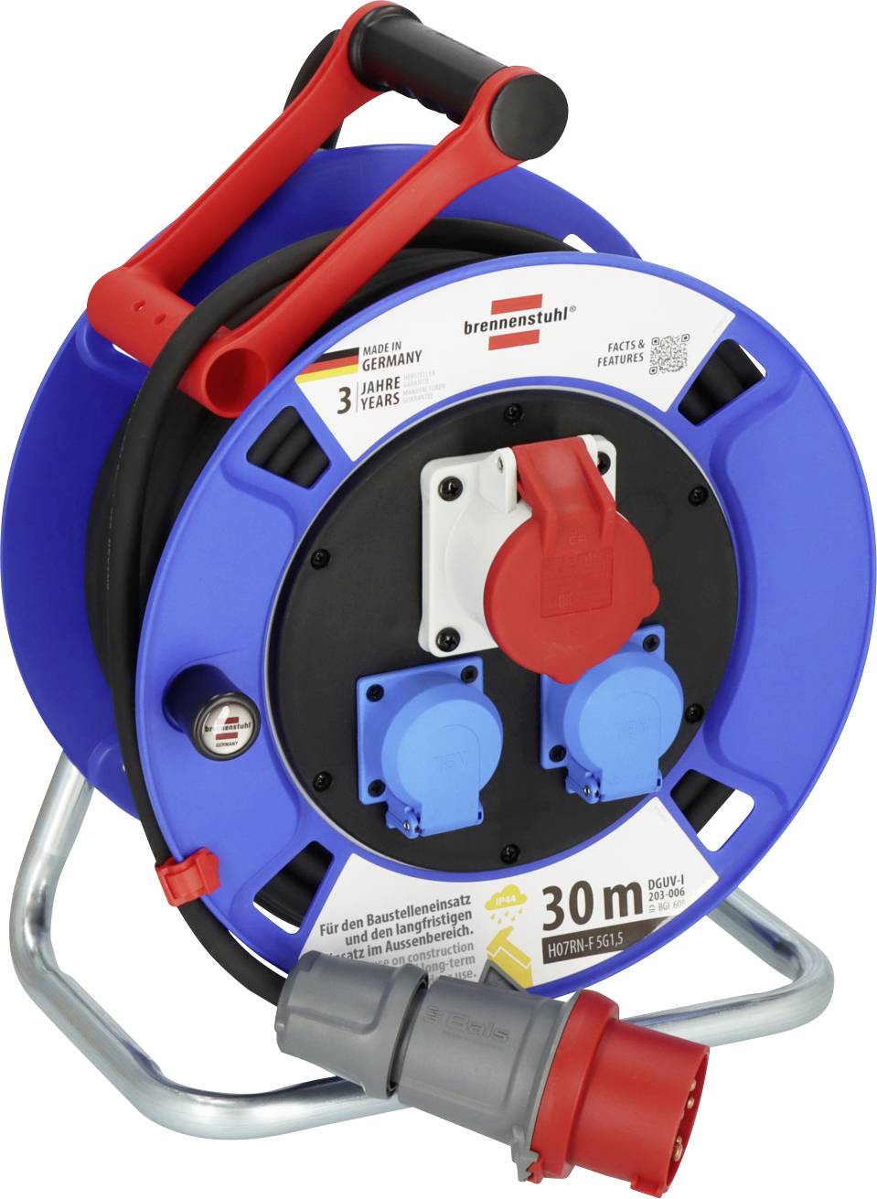 Brennenstuhl 1182720010 Avvolgicavo 30 m Nero Connettore CEE 16 A 5 poli