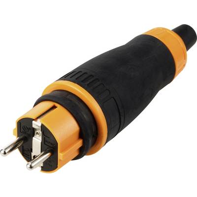 Fekete és narancssárga, két érintkezős elektromos csatlakozó, ipari felhasználásra alkalmas.
