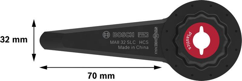 Bosch Pro fűrészlap műanyaghoz, 70 mm hosszú és 32 mm széles. Ideális műanyag vágásához.