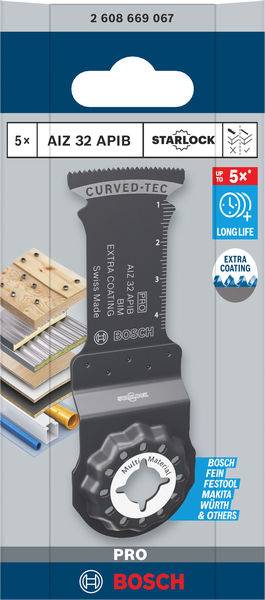 Bosch Starlock fűrészlap AIZ 32 APB, alkalmas fa és fém vágására. Öt darab egy csomagban, tartós és extra bevonattal ellátott.