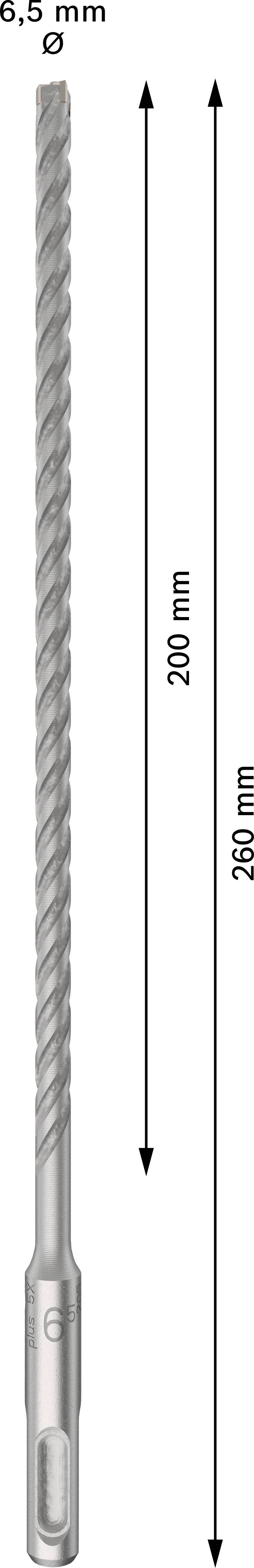 Az ábrán egy 280 mm hosszú és 6,5 mm átmérőjű fúró látható.