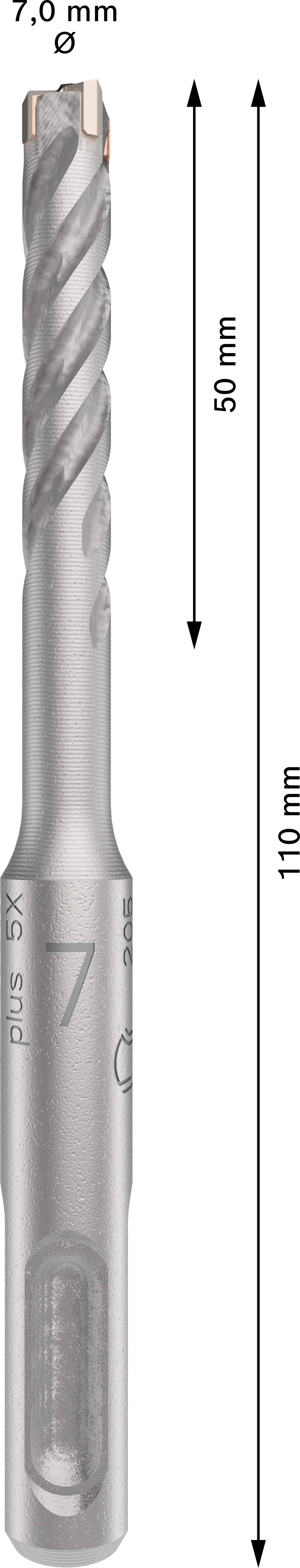 Egy 7,0 mm átmérőjű és 110 mm teljes hosszúságú fúrófej, amelyből 50 mm a munkahosszúság.