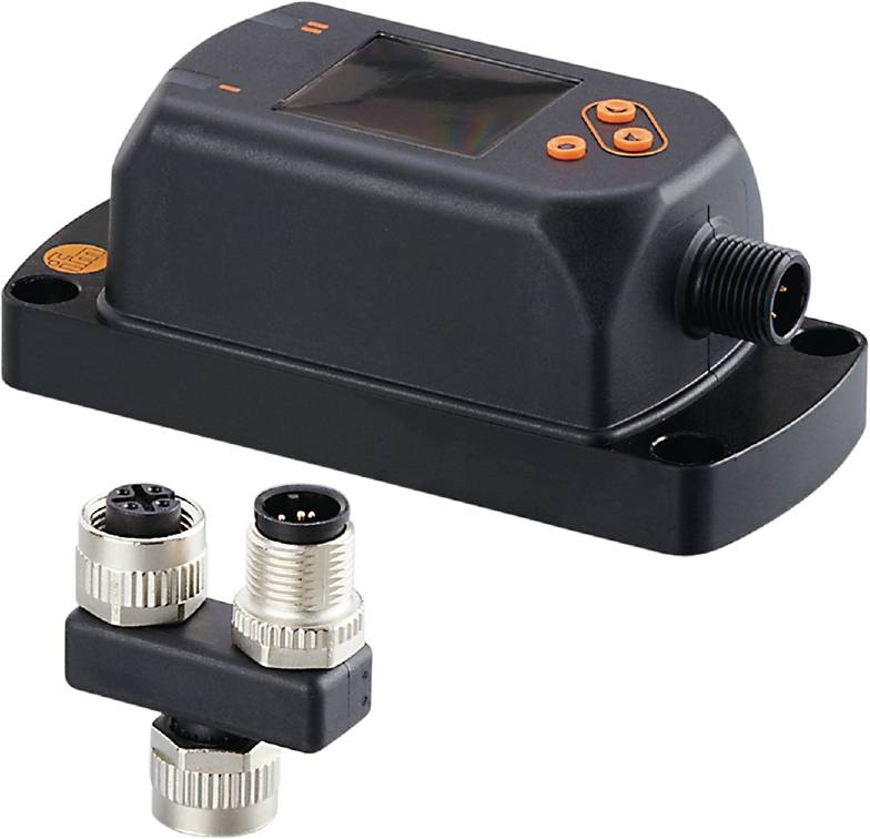 Egy fekete elektromos érzékelő digitális kezelőszervekkel és csatlakozókkal, ipari alkalmazásokra tervezve.