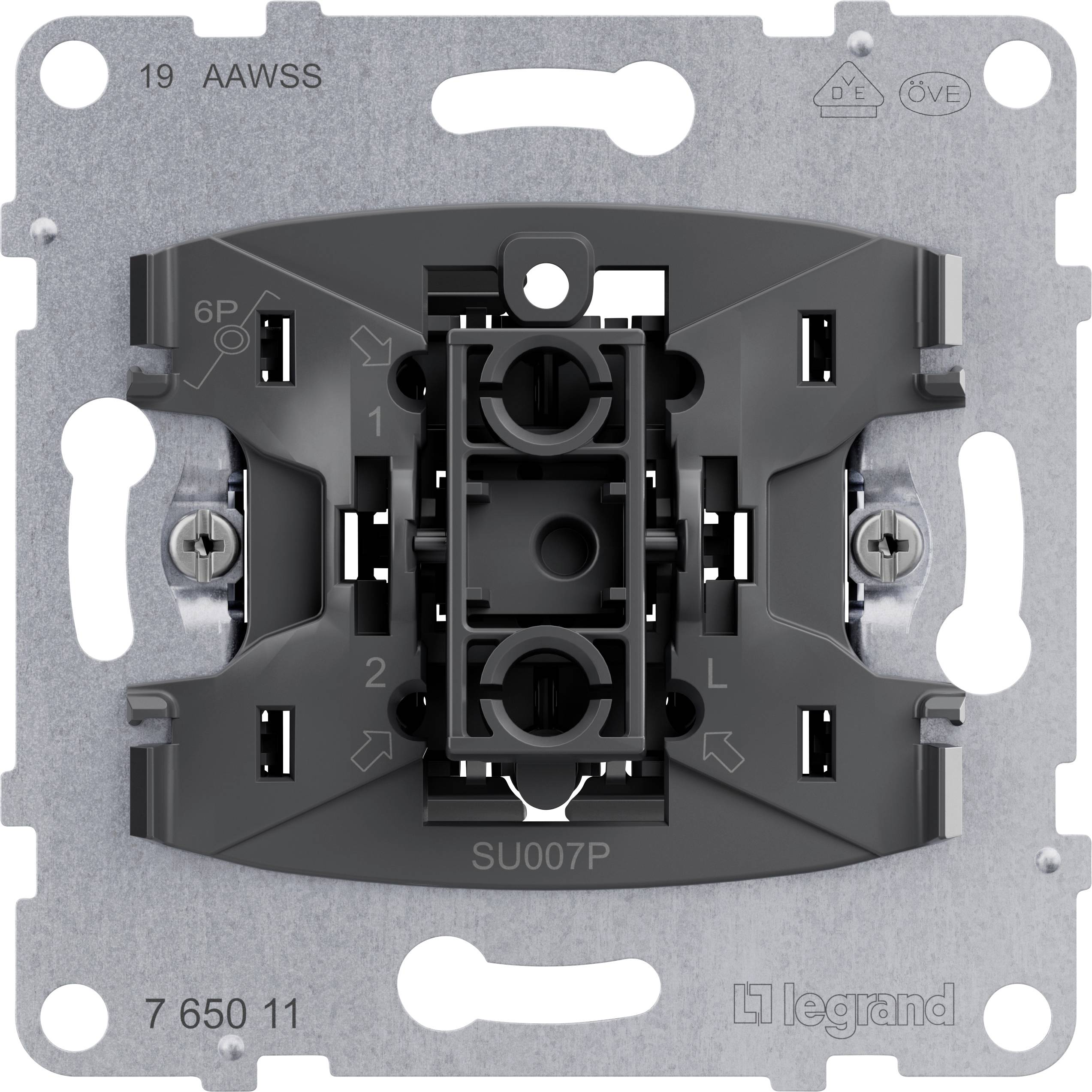 Legrand 1 db Betét Gomb, Falba süllyesztett Seano Fémes , Fekete 765011 1 db