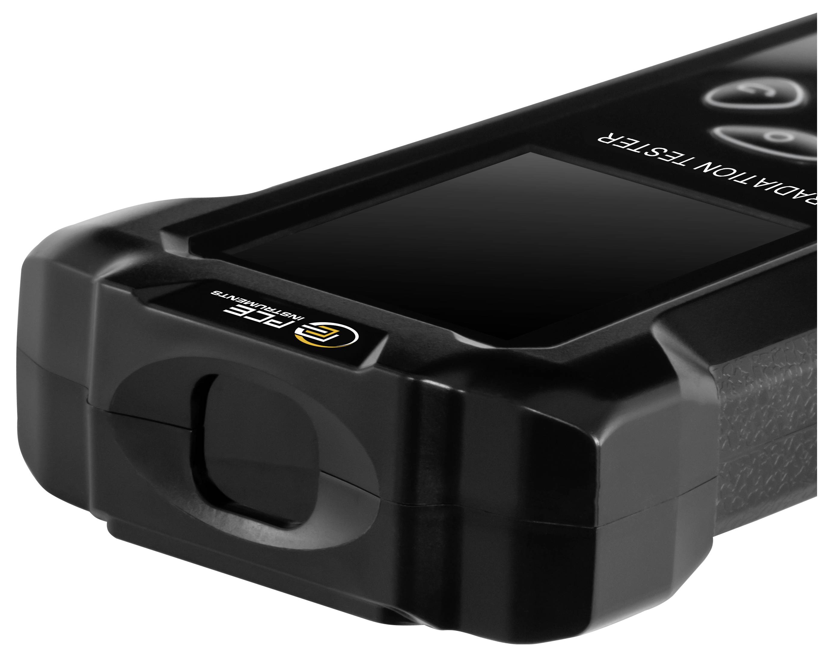 Fekete kézi eszköz képernyővel és gombokkal, valószínűleg mérőkészülék vagy tesztelő, amelynek bal felső sarkában a 'G' logó látható.