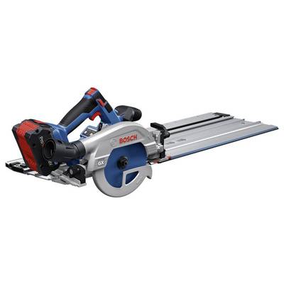 Bosch kézi körfűrész vezetősínnel. Alkalmas precíz vágásokhoz fában, ergonomikus fogantyúval és robusztus kialakítással.