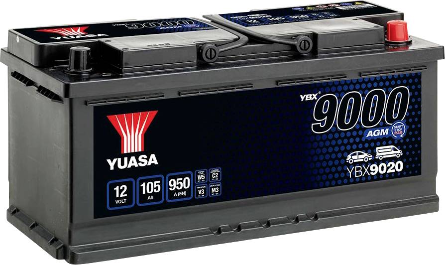 Yuasa AGM Start Stop Plus Autó akku 12 V 105 Ah Pólustípus: T1
