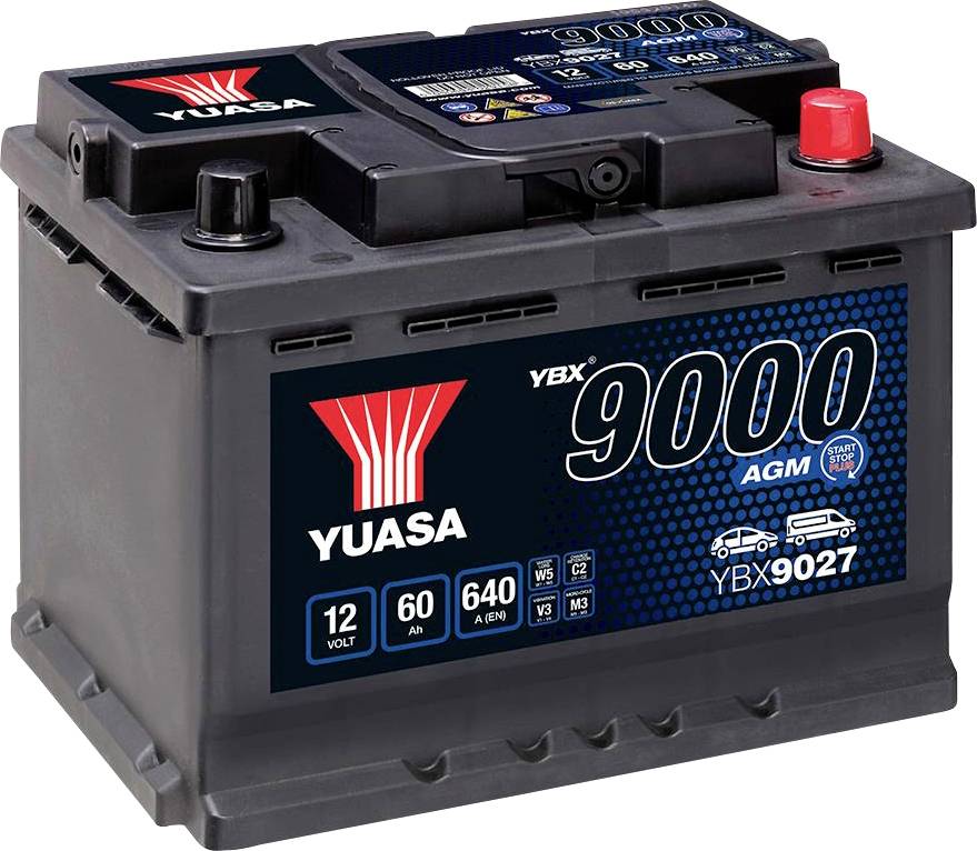 Yuasa AGM Start Stop Plus Autó akku 12 V 60 Ah Pólustípus: T1