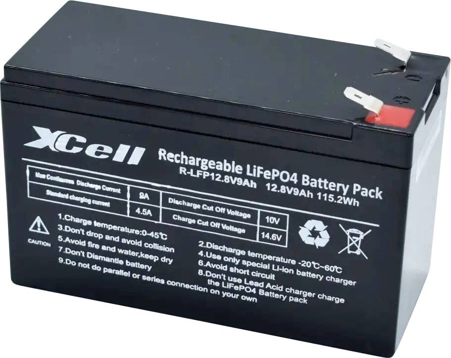 XCell LFP129 Speciális akku LiFePo tömb Laposérintkezős dugó LiFePO 4 12.8 V 9 Ah 1 db