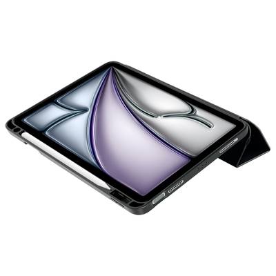 Egy védőtokba burkolt tablet nyitva fekszik egy sima felületen, digitális tollal együtt.