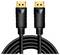 Két fekete DisplayPort-kábel aranyozott csatlakozókkal. Tökéletes nagy felbontású video- és audiojelek továbbítására.