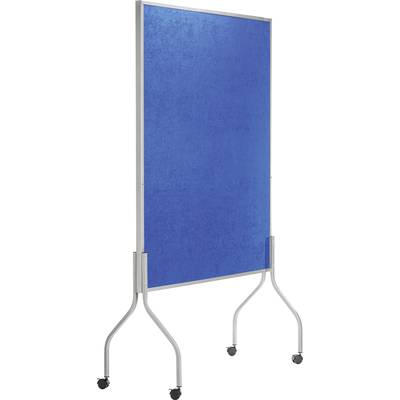 Kék, fémkeretes, görgős lábakkal rendelkező tábla. Irodákban vagy konferenciákon alkalmazható, jegyzetek és információk rögzítésére.