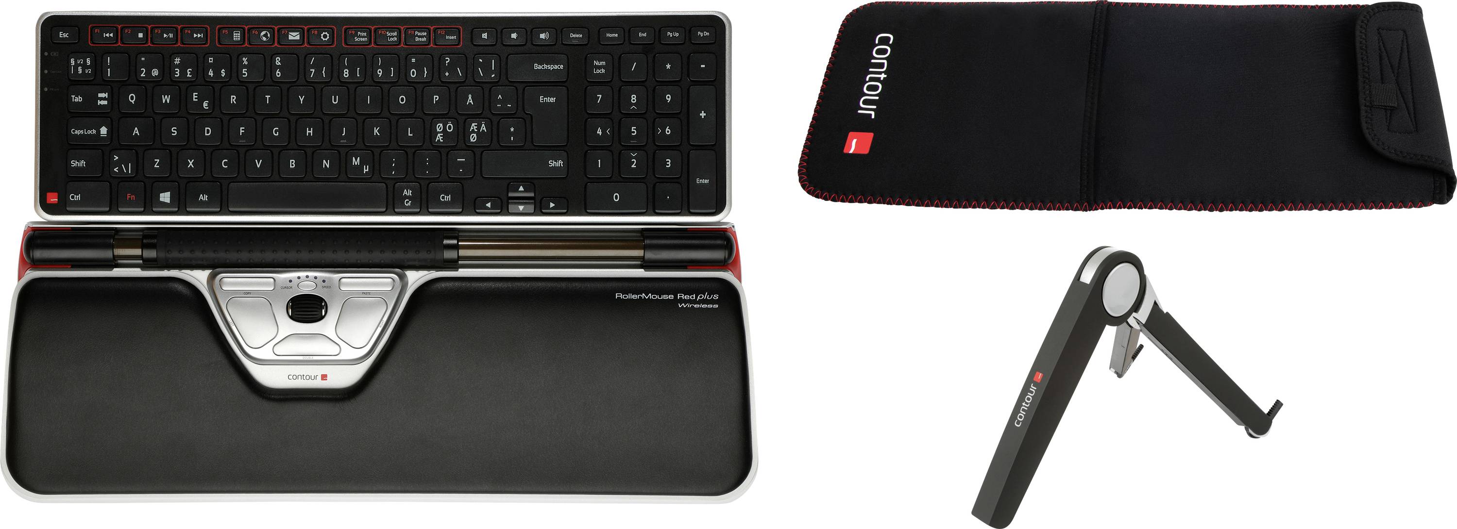 Contour Design Contour RollerMouse RED Plus wireless Tr Billentyűzet, egér készlet Vezeték nélküli Fekete 7 Gombok 2800 -0