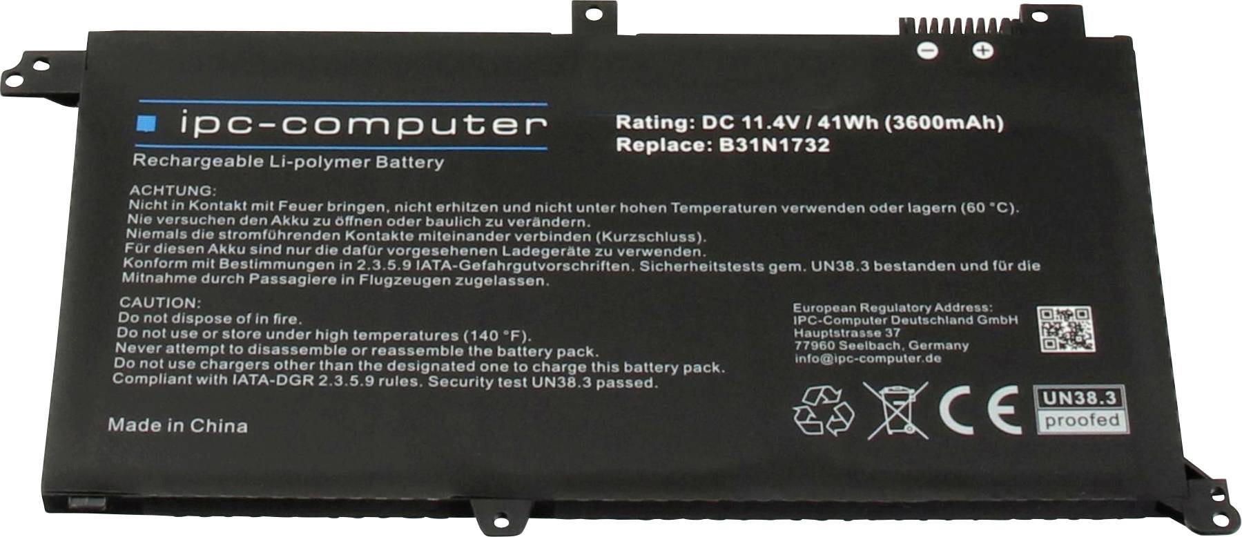 ipc-computer Notebook akku B31N1732 REPLACE 11.4 V 3600 mAh Asus