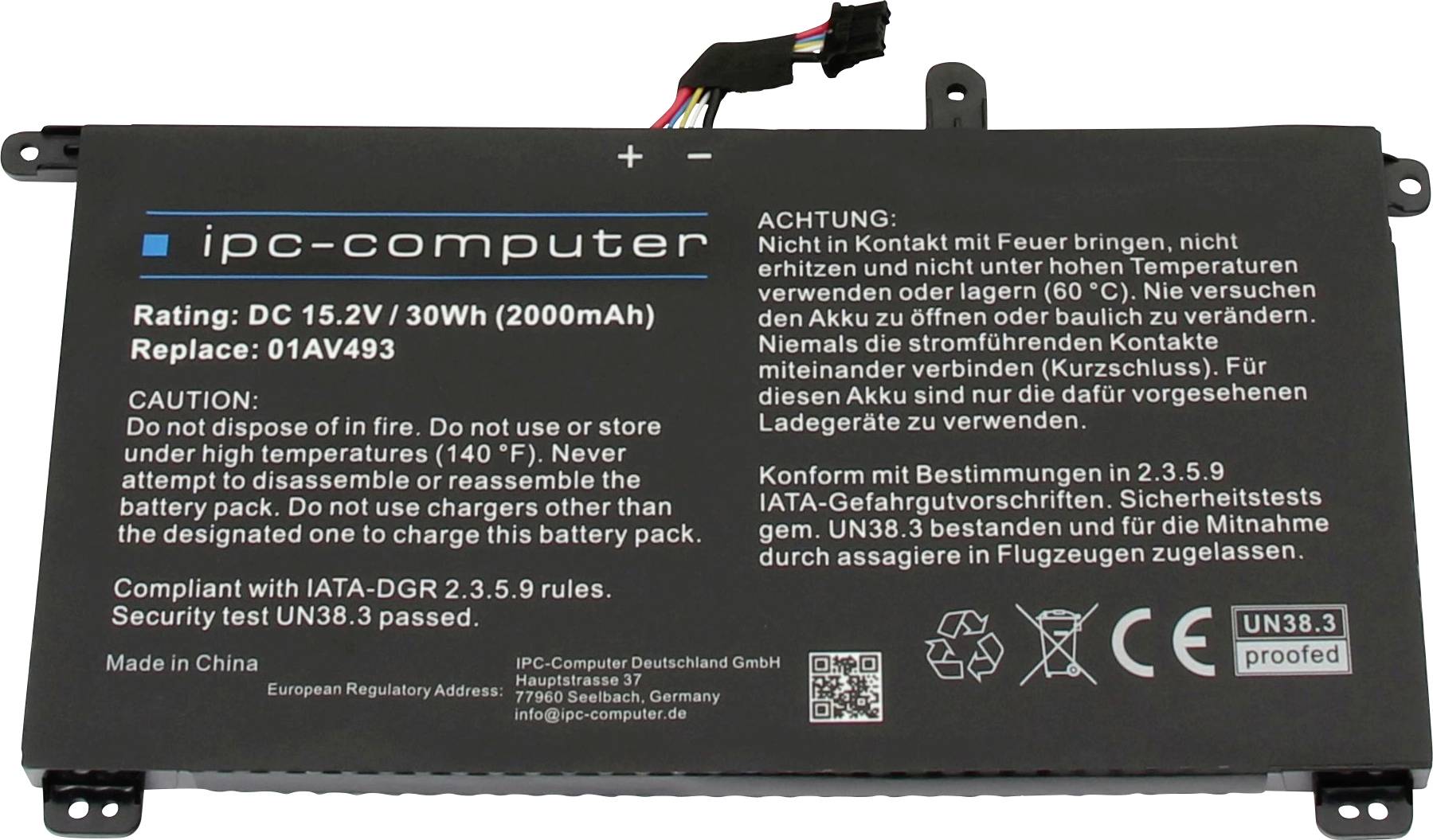 ipc-computer Notebook akku 01AV493 REPLACE 15.2 V 2000 mAh Lenovo