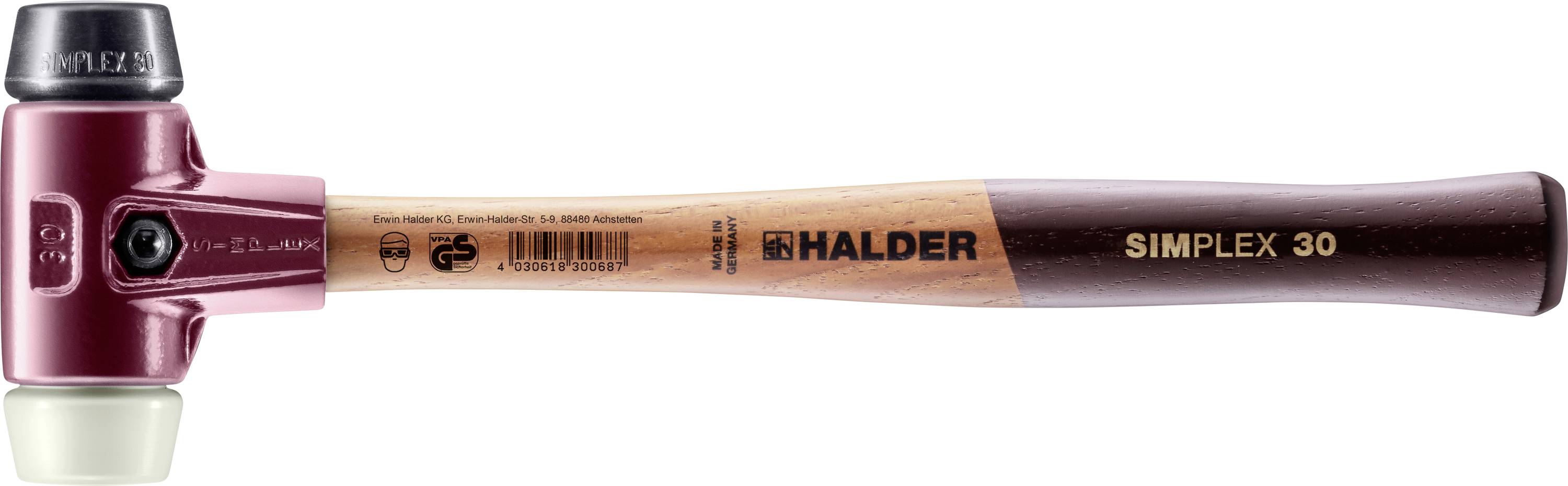 Halder SIMPLEX 3028.030 Puha kalapács ergonómikus markolat, kemény, középkemény 335 g 295 mm 1 db
