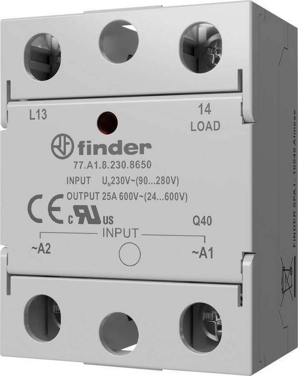 Finder Félvezető relé 77A182308650 25 A Kapcsolási feszültség (max.): 660 V/AC Nullfeszültség kapcsoló 1 db